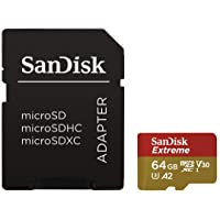 SanDisk Extreme - Tarjeta de memoria microSDXC para cámaras de acción de 64 GB con hasta 160 MB-s- Class 10- U3 y V30